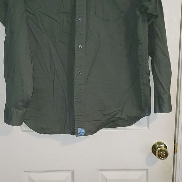 Banana Republic army green dress shirt Sz. L - Picture 2 of 6